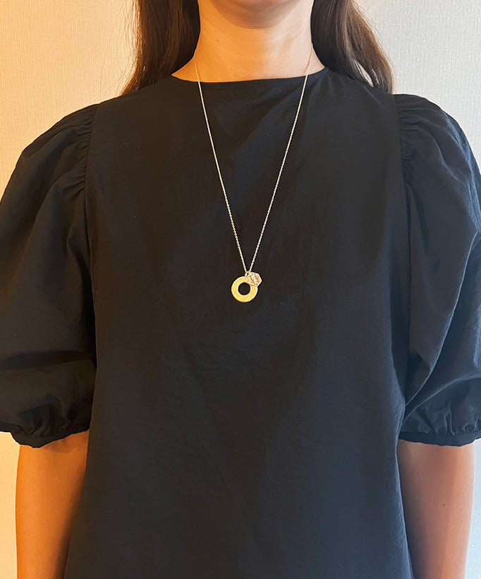 Circle "Just want to be sincere & small leaf" (Silver)