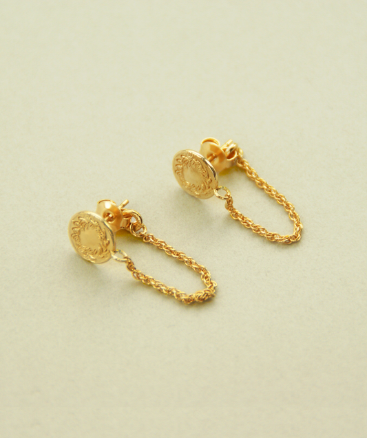 【受注制作】チェーン＆サークルピアス（Gold）