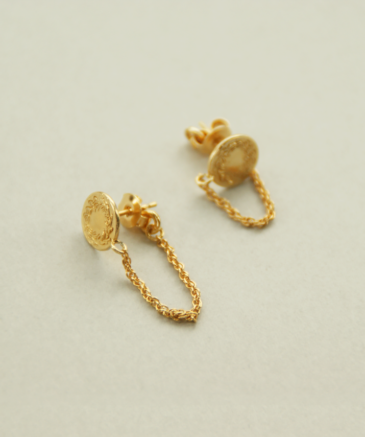 【受注制作】チェーン＆サークルピアス（Gold）