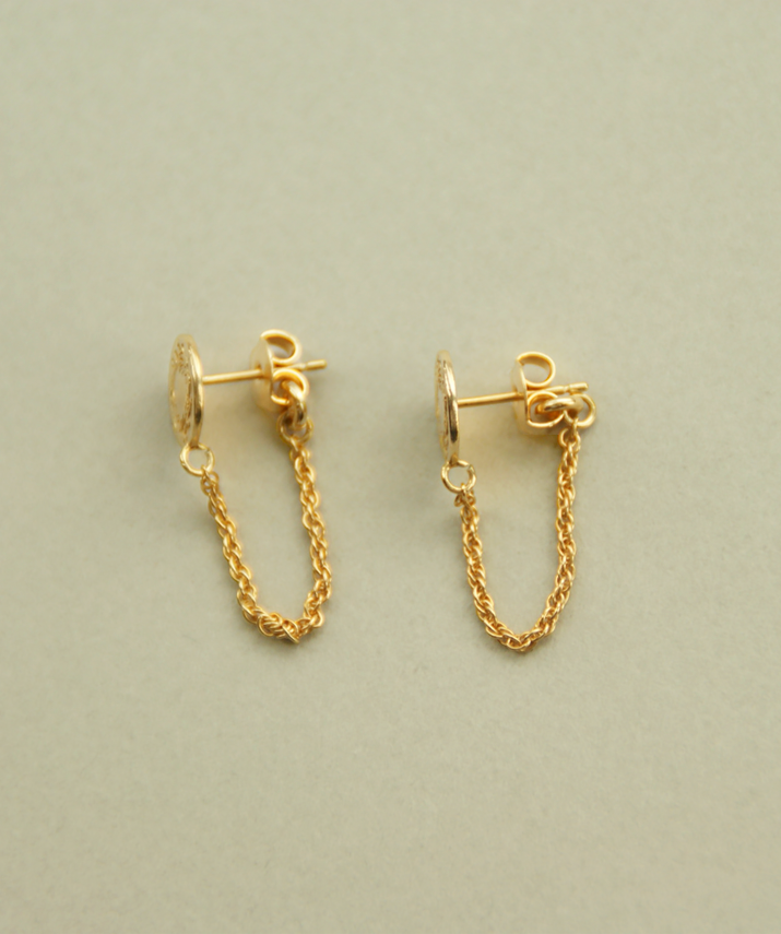 【受注制作】チェーン＆サークルピアス（Gold）