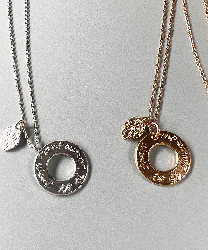 Circle "Just want to be sincere & small leaf" (Silver)