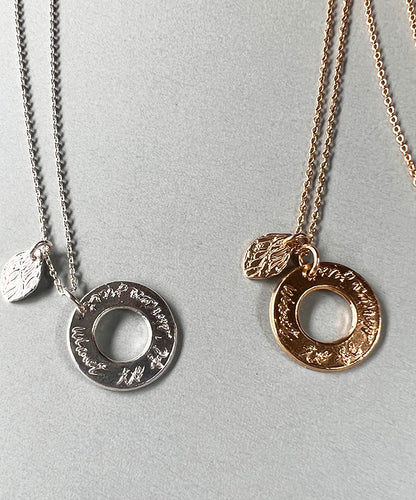 Circle "Just want to be sincere & small leaf" (Silver)